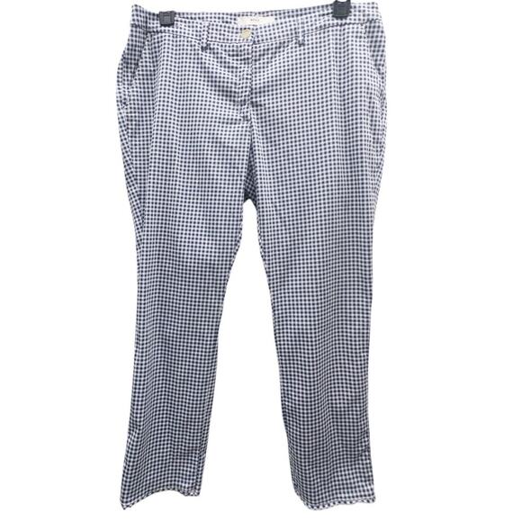 Brax Maron Blue Gingham Frayed Hem Stretch Cotton Pants Women's 36 US 16 - Picture 4 of 7